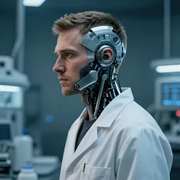 a laboratory operator man with cybernetic enhancements, scifi character portrait by greg rutkowski, craig mullins, daytoner, cinematic lighting, dystopian scifi gear, profile picture