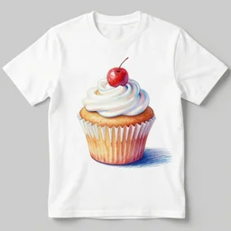 shirt with cupcake drawn by edward hopper