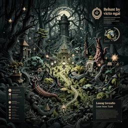 a poster with a map on it, poster art by victo ngai, behance contest winner, environmental art, lovecraftian, intricate
