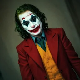 joker cosplay, creepy, disturbing, bloody, femenine body, grainy, beautiful