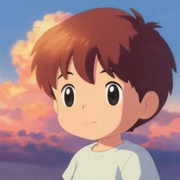 pleasing palette, textured, detailed, flawless, perfect, mural - sized chibi portrait by masaaki yuasa ( 2 0 1 2 ), close - up, idyllic cumulonimbus sunset textured particulate atmospheric adorable matte painting detailed pastel from fantasia ( 1 9 4 1 )