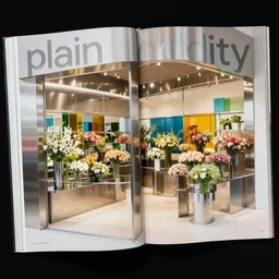 flower retail shop designed by interior design studio plainoddity, stainless steel and color glass, frame magazine