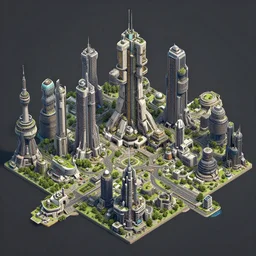 sci-fi city. isometric view, Unreal Engine, Greg Rutkowski, ArtStation