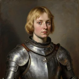 saoirse ronan, short blonde hair, wearing medieval armour, portrait, oil painting by titian, hard focus