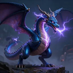A lightning breathing dragon, digital art W- 832