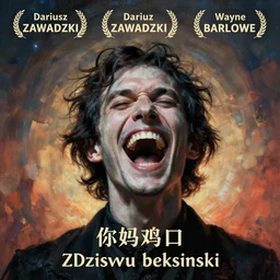 potrait of a guy manically laughing!! at a your mom joke, by zdzislaw beksinski, by dariusz zawadzki, by wayne barlowe, gothic, surrealism, cosmic horror, lovecraftian, cold hue's, warm tone gradient background, concept art, beautiful composition