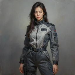 epic professional digital art of very attractive female asian wearing air force jumpsuit, painting, by leesha hannigan, iris van herpen, artstation, cgsociety, wlop, epic, much wow, much detail, gorgeous, detailed, cinematic, masterpiece