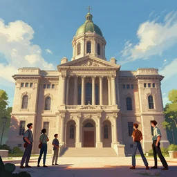 photo the last us part 2 courthouse : 5 4 k rtx hdr volume light concept studio matte painting environement digital illustration fanart artstation by eytan zana and balazs agoston, jad saber, aaron limonick, pablo dominguez and florent lebrun and robby johnson