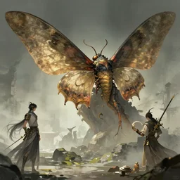 detailed concept art of a huge moth dragon by cheng yi and luolin, artstation, artstationhd