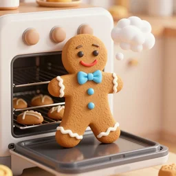 “ gingerbread man baking in oven and smelling own farts, 3 d rendering play dough, trending on artstation, surreal ”