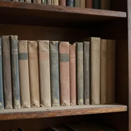 a dusty bookshelf