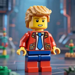donald trump as lego, shiny, intricate details, sci - fi fantasy background