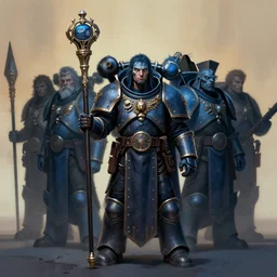 full character potrait of intel i 9 cpu person holding a ceremonial staff, zdzislaw beksinski, lewis jones, dariusz zawadzki, wayne barlow, warhammer fantasy, cold hue's, warm tone gradient background, concept art, 4 k, ultra - high - definition