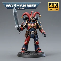 8 0 mm resin detailed miniature of a warhammer 4 0 k imperial guard jester, product introduction photos, 4 k, full body,