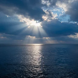 a beautiful sea landscape, beautiful sunshines, calm, relax, moody, sunset, blue