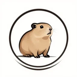 circular logo of a muad'dib jerboa from dune in minimalist style