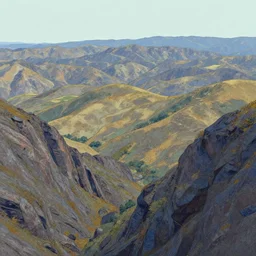 grand landscape of rocky hills, art by kotaro chiba, digital art