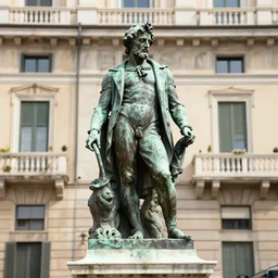 inaguration of the statue of Paganini in Genoa by Michelangelo Statue photo realistic