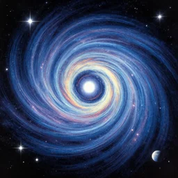 intergalactic stargate portal to another world with a swirling energy field and stars in the background by william steig and mikhail larionov