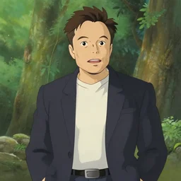 elon musk in the style of studio ghibli