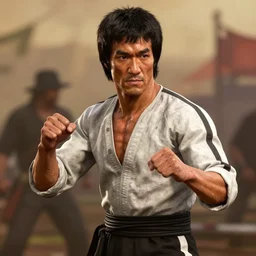 Film still of Bruce Lee, from Red Dead Redemption (2018 video game)