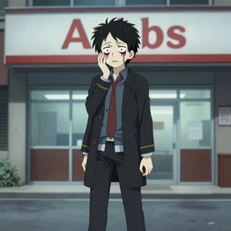 An extremely confused Bloodborne character standing outside an Arbys