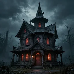 Dark and Gloomy Witch house in style of Anne Stokes