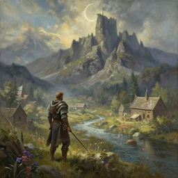 skyrim whiterun art by thomas kinkade