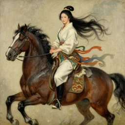 full character of chinese beauty warrior riding a horse, character design, painting by gaston bussiere, katsuya terada, nc wyeth, greg rutkowski, craig mullins, vermeer, frank frazetta, mucha, tom of finland, trending on artstation, jeffery catherine jones