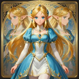 symmetry!! portrait of an elegant anime princess zelda girl, anime, fantasy, adventure clothes!! intricate, elegant, highly detailed, digital painting, artstation, concept art, smooth, sharp focus, illustration, art by artgerm and greg rutkowski and alphonse mucha