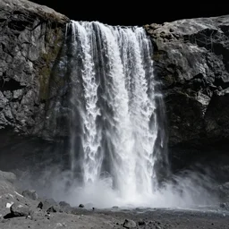hdr, photo of zero-gravity waterfalls on the moon, concept art