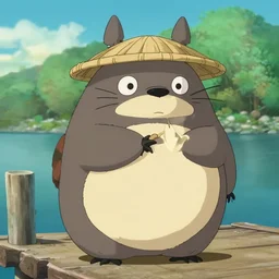 a wholesome animation key shot of tanuki on a fishing pier wearing a bamboo hat, studio ghibli, pixar and disney animation, sharp, disney concept art watercolor illustration by mandy jurgens and alphonse mucha and alena aenami, pastel color palette, bloom, dramatic lighting