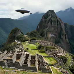 ufos landing in machu picchu, 8 k, award winning documentary photo,