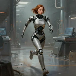 A beautiful painting of Dolores Abernathy fleeing the westworld laboratory, robot revolution, apocalypse, highly detailed, digital painting, artstation, cgscoiety, cinematic, full body portrait, smooth, sharp focus, illustration, Unreal Engine 5, concept art, 8K, art by Mark Robert Taylor.