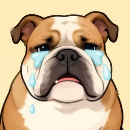 a cartoon of a bulldog crying big exaggerated tears - n 4