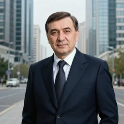 a realistic portrait of abai kunanbayev in a modern city