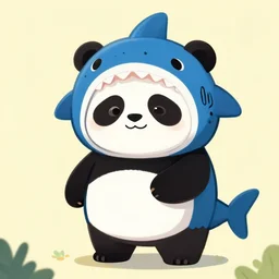 anthropomorphic panda with a blue shark costume, artstation