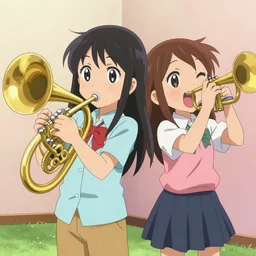 Kumiko Oumae playing the Euphonium and Reina Kousaka playing the trumpet from Hibike Euphonium as muppets 4k