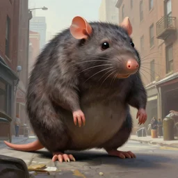 giant sewer rat monster on a street, city, detailed painting, digital painting, artstation, by, paul bonner, aarons slim