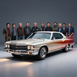cadillac fleetwood 1 9 6 7 with front design from ford mustang 1 9 7 0. design by cory loftis, fenghua zhong, bradbuilds, ryohei hase, ismail inceoglu, ruan jia, henrik fisker, bruce kaiser, scott robertson, dmitry mazurkevich, doruk erdem, and jon sibal. volumetric light