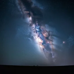 long exposure shot of milky way galaxy ultra realistic very vibrant, 8 k