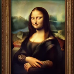 a zoomed out painting of the monalisa