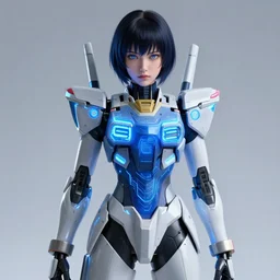 A realistic anime portrait of a woman in a Gundam suit with glowing blue, digital painting, by Stanley Artgerm Lau, Sakimichan, WLOP and Rossdraws, digtial painting, trending on ArtStation, SFW version
