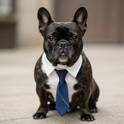 black french bulldog wearing businessman attire