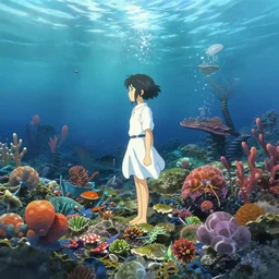 an anime matte painting of an underwater ocean reef, underwater!!!!, by makoto shinkai, trending on artstation, highly detailed