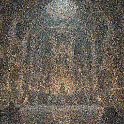 detailed interior landscape of a giant ancient cursed dungeon occupied by a fox god