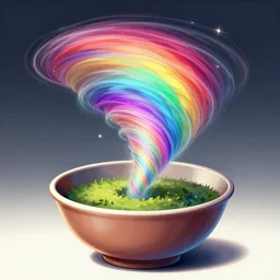 a world coming out from inside a bowl as a rainbow tornado, artstation, deviantart, cgsociety
