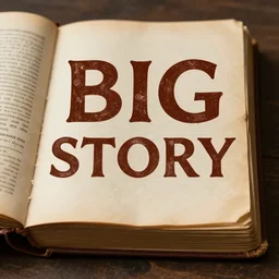 story text. big letters. old book. impressive.