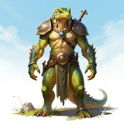 half lizard human, ultra detailed fantasy, dndbeyond, bright, colourful, realistic, dnd character portrait, full body, pathfinder, pinterest, art by ralph horsley, dnd, rpg, lotr game design fanart by concept art, behance hd, artstation, deviantart, hdr render in unreal engine 5