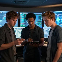 3 guys figure out the simulation